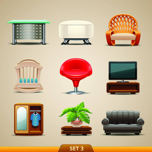 vector furniture icons set