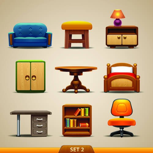 vector furniture icons set