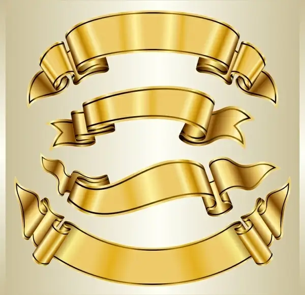 decorative ribbon templates elegant golden 3d design
