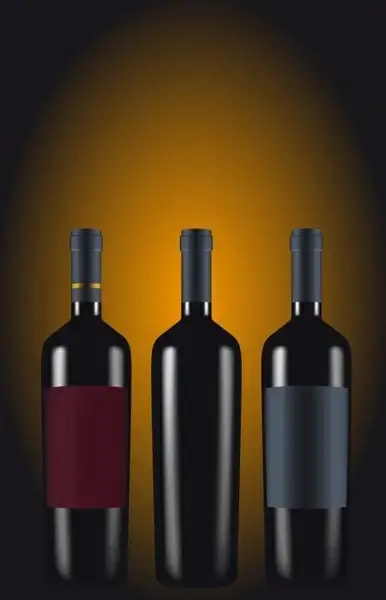 wine advertising background shiny realistic bottles icons
