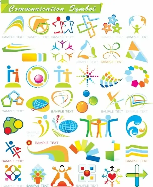 community logotypes colorful abstract shapes decor