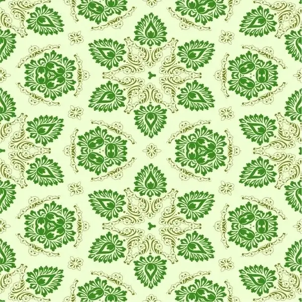 Vector Green Seamless Floral Ornament