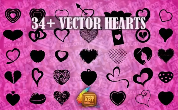 vector hearts silhouettes