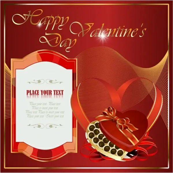 valentine card template elegant shiny red dynamic decor