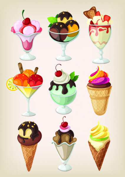 vector ice cream icons set