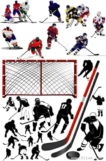 hockey sport icons players tools goal sketch