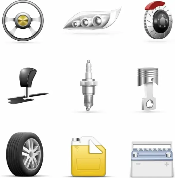 car services icons modern 3d objects sketch