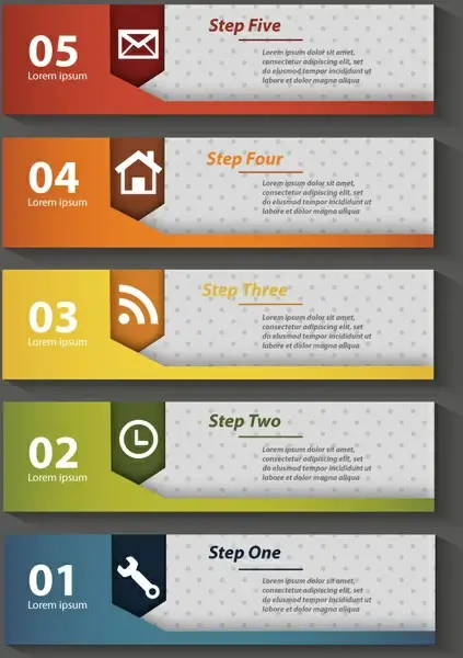 vector illustration of steps infographic on horizontal banners