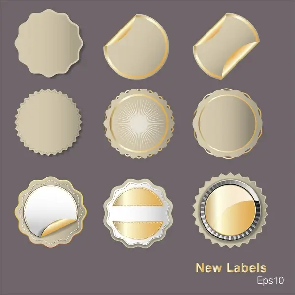 vector illustration of variety shapes of round labels