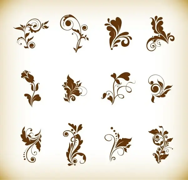 vector illustration set of floral elements for your design