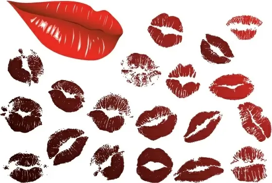 lips and kiss collection vector illustration