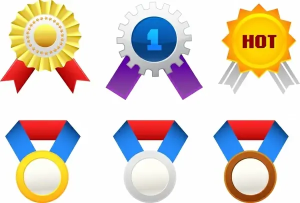 medal templates colorful modern shapes