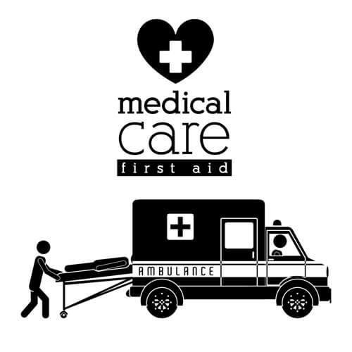 vector medical care people silhouettes set