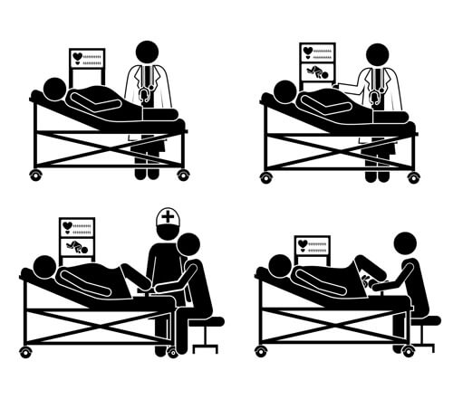 vector medical care people silhouettes set