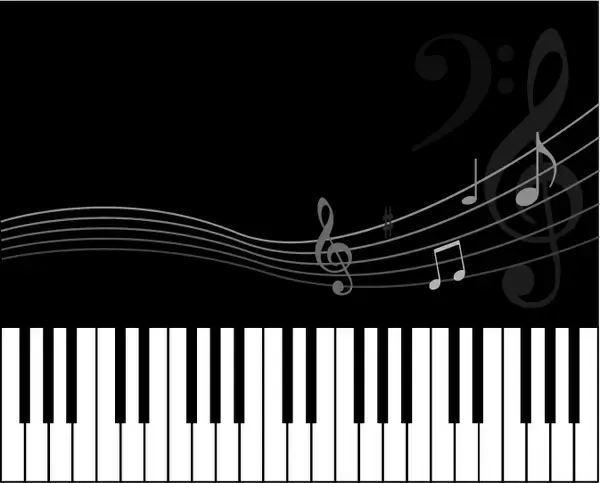 music background black white design keyboard notes icons