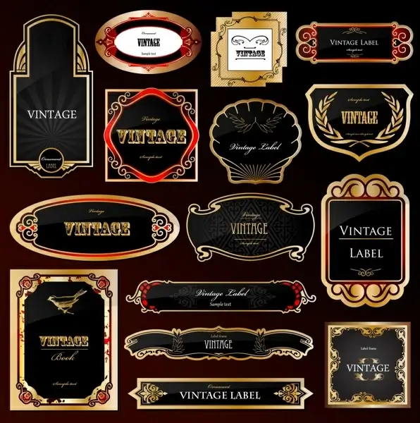 labels templates collection elegant black golden decor