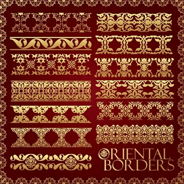 border decorative elements elegant oriental symmetric design