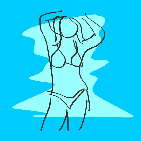 vector outline of sexy woman using a bikini