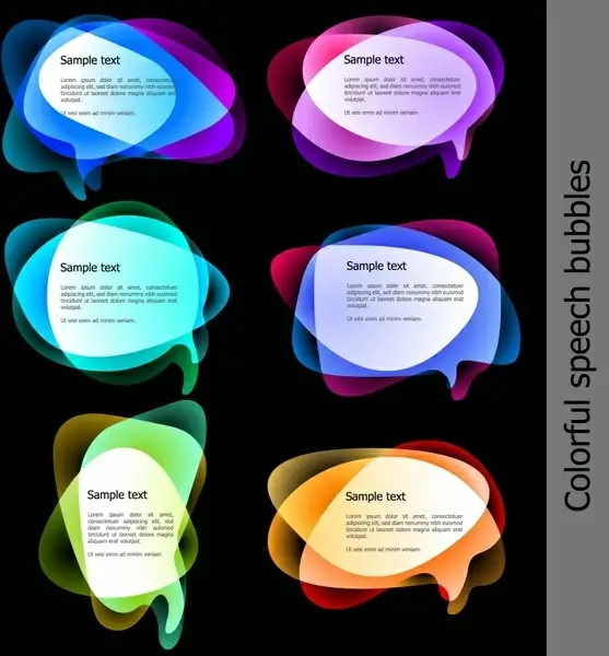 text box templates colorful transparent illusion speech bubbles