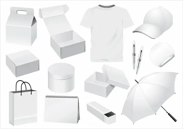 personal utensils icons blank white 3d sketch