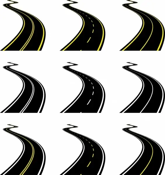 highway icons curves sketch