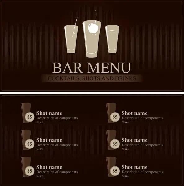 beverage menu template elegant dark brown decor