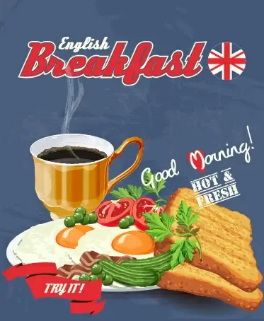 vector retro breakfast poster design graphic