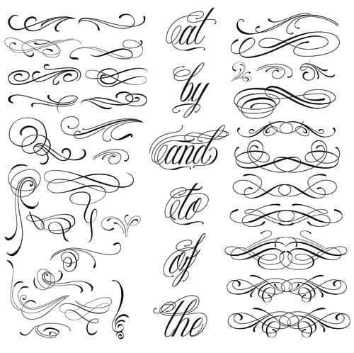 vector retro calligraphic elements set