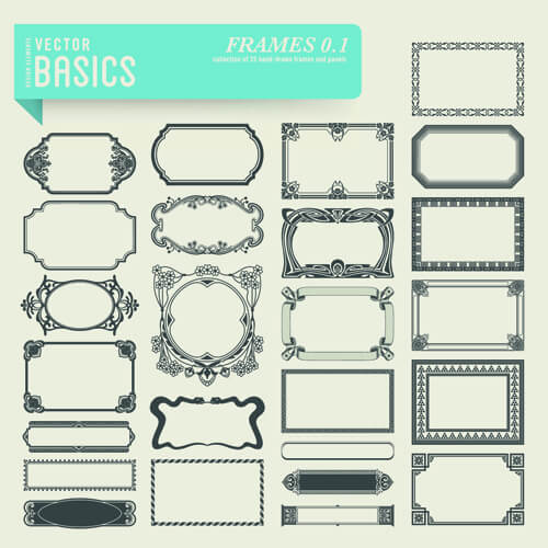 vector retro frames design graphics set