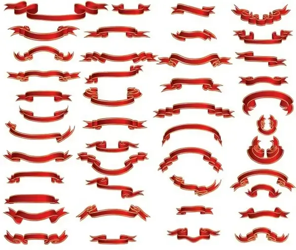 ribbons templates collection classical red 3d design