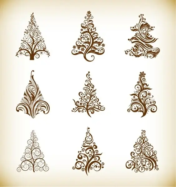 vector set of christmas trees