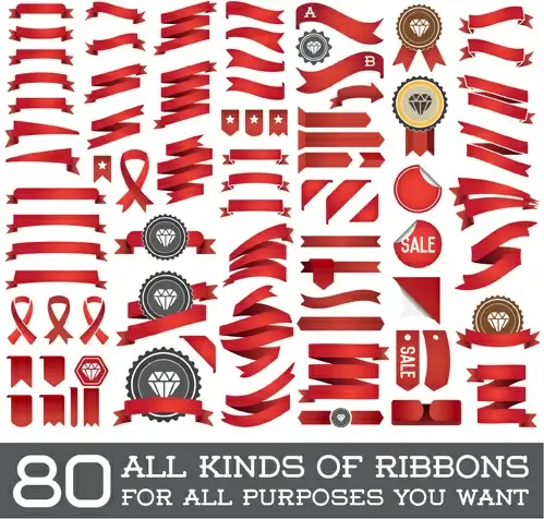 vector set of colorful ribbons design