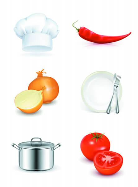 vector set of cooking elements
