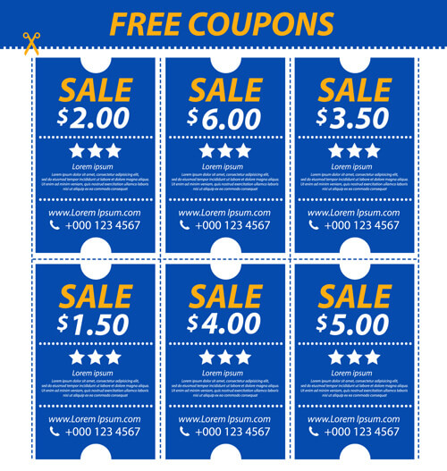 vector set of coupon offer template