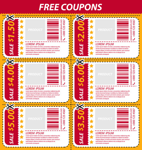 vector set of coupon offer template