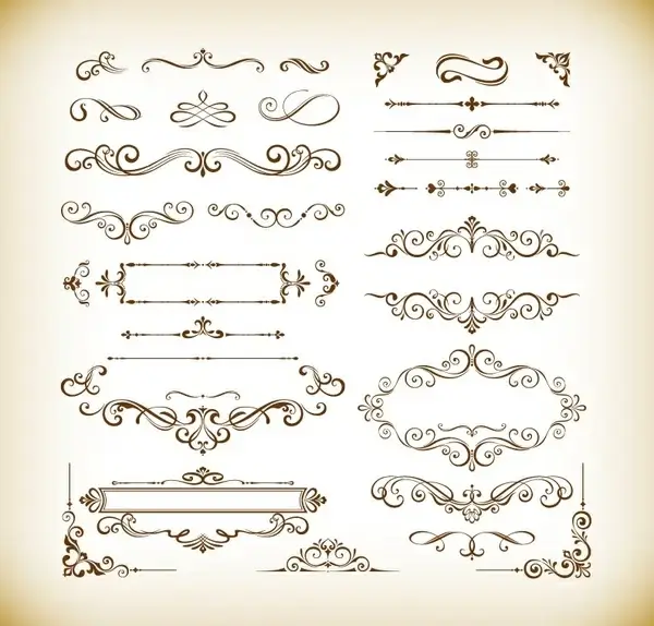 vector set of decorative floral elements for design