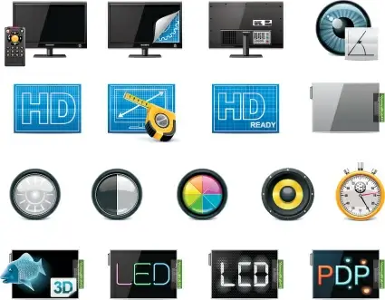 vector set of modern appliances hd icons