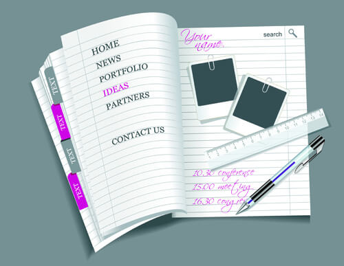 vector set of open notepad design elements