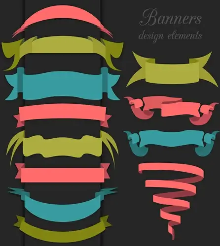 vector set of ribbon vintage banners