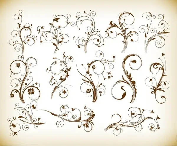 vector set of swirl floral for your design