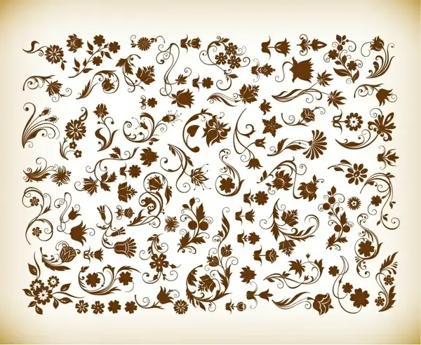 vector set of vintage floral element for your design