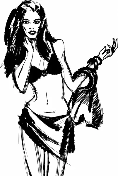 fashion drawing woman icon black white handdrawn sketch