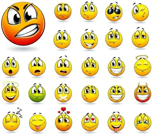 emoticons collection funny circle face design
