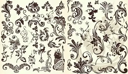 floral pattern design elements classical curves style