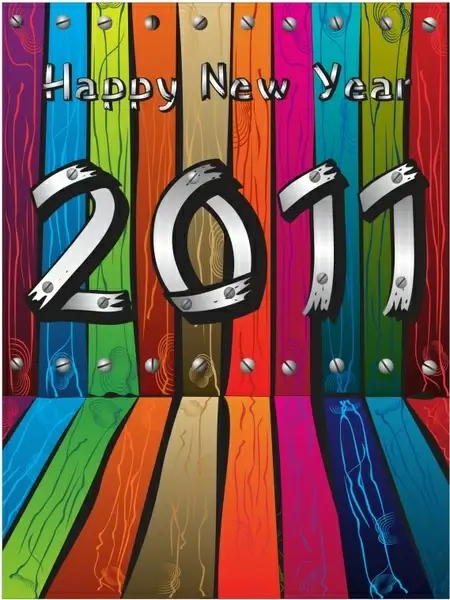 2011 new year banner 3d colorful wooden decor