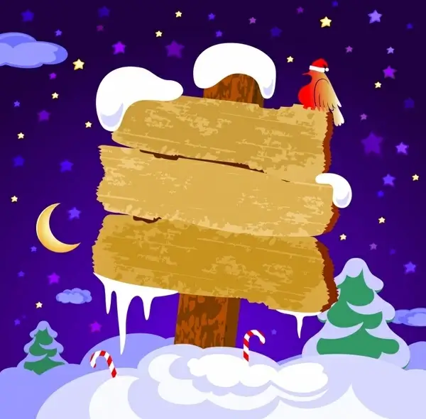 christmas banner template snow scene cartoon sketch