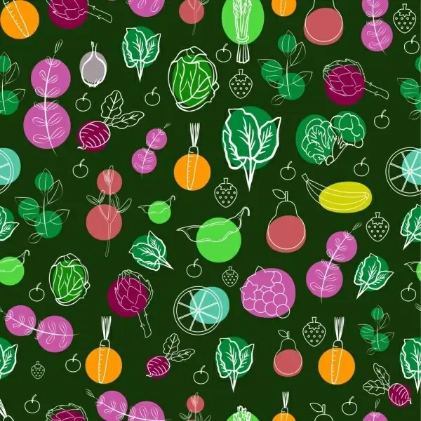 vegetable background colorful repeating sketch