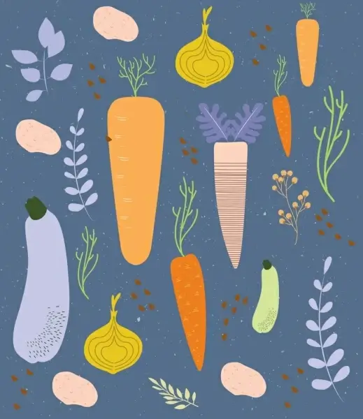vegetable background flat colorful handdrawn outline