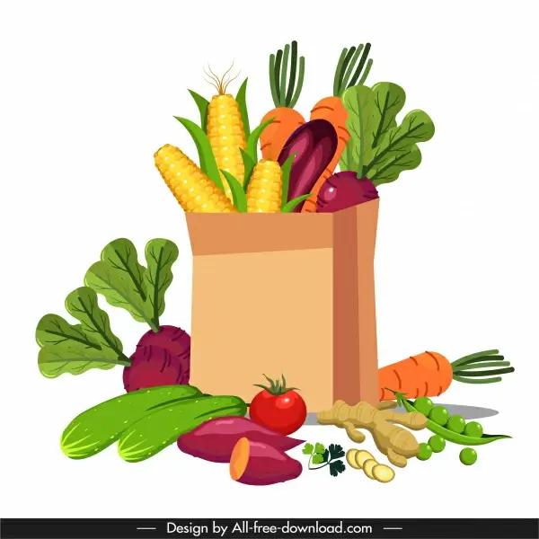 vegetable ingredients background colorful 3d sketch
