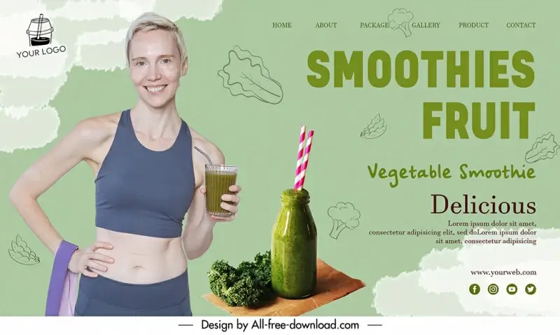vegetable smoothies landing page template dynamic realistic